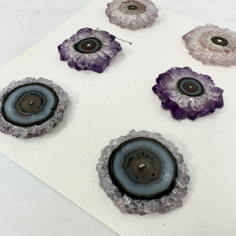 Natural Amerhyst Stalactite Slices Wholesale Flat - Ideal for Pendants - STS0036