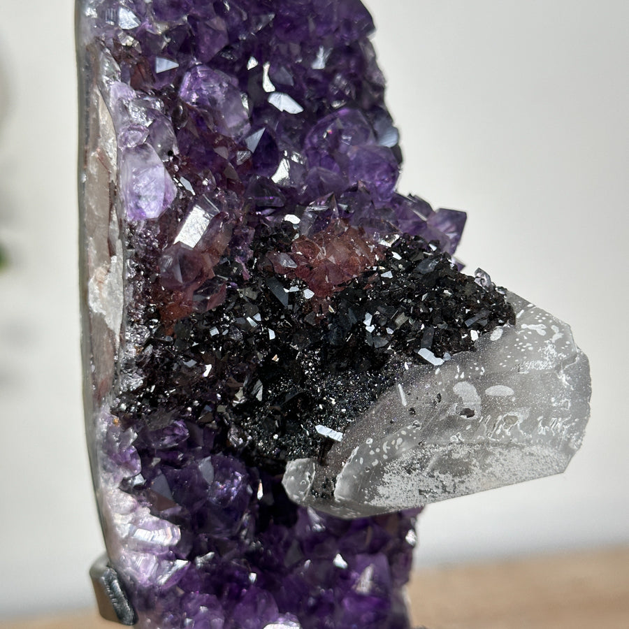Natural Amethyst Cluster with Calcite &amp; Black Hematite Formation - MWS1799