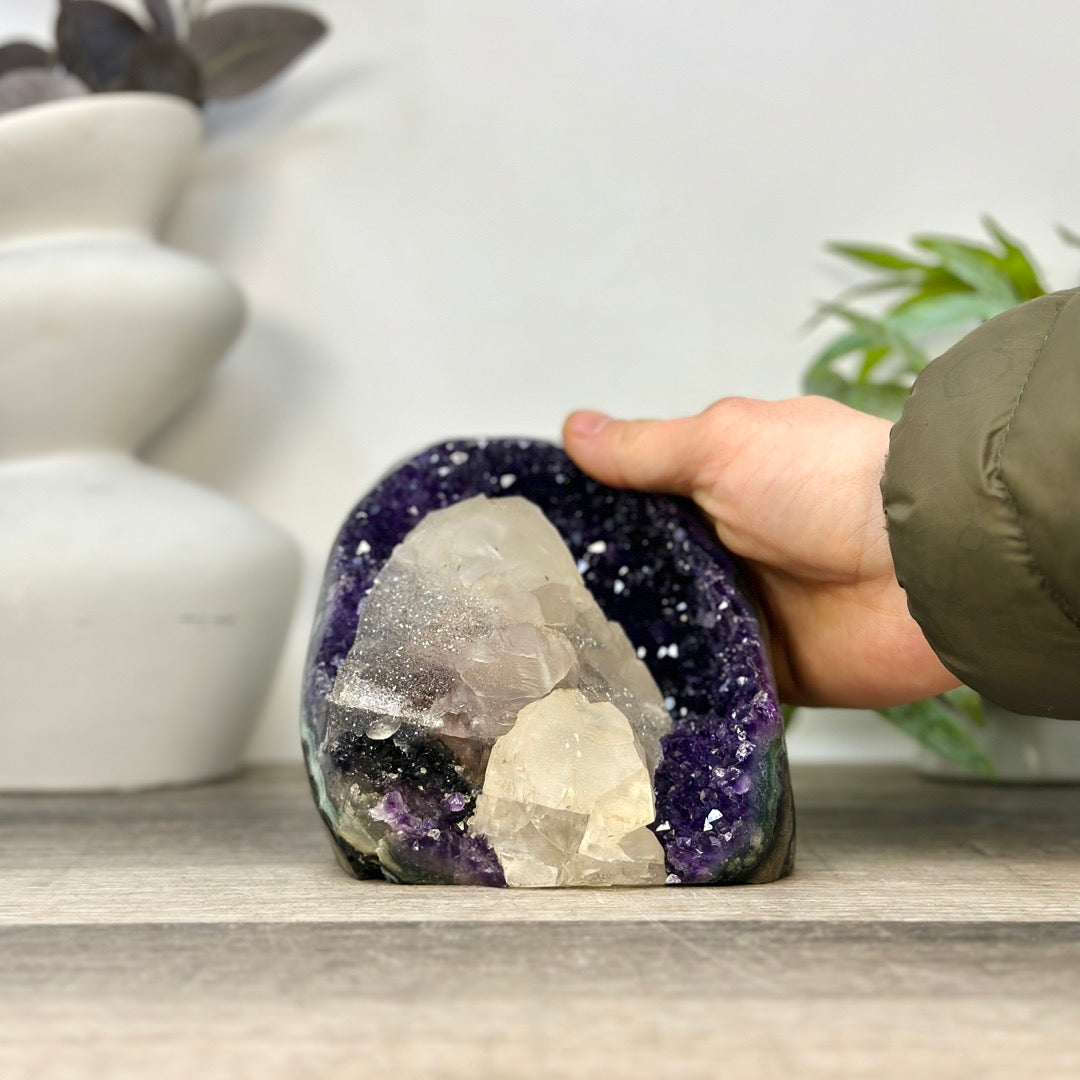Deep Purple Amethyst Cathedral with Calcite Specimen - CBP1410