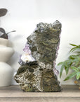Natural Amethyst Cluster with Calcite Formation Covered with Sugar Crystals - CBP1423
