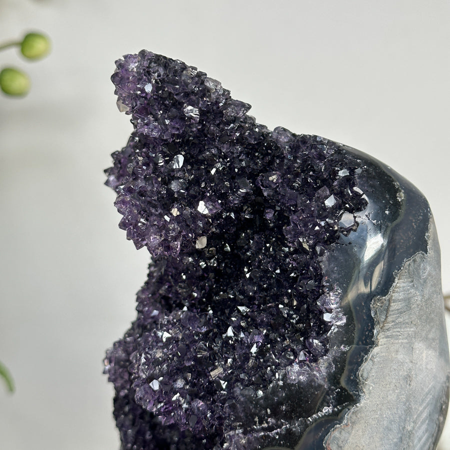 Amethyst Crystal Cluster on Stand - Deep Purple Sparkling Crystals - MWS2645