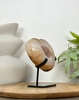 Beautiful Agate & Quartz Druzy Stone Heart Carving - HST0348