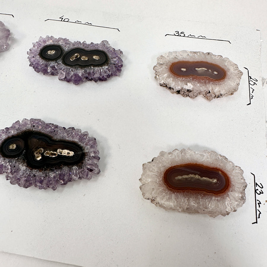 Amethyst &amp; Quartz Stalactite Slices Set - Natural Crystal for Handmade Jewelry - STS0069
