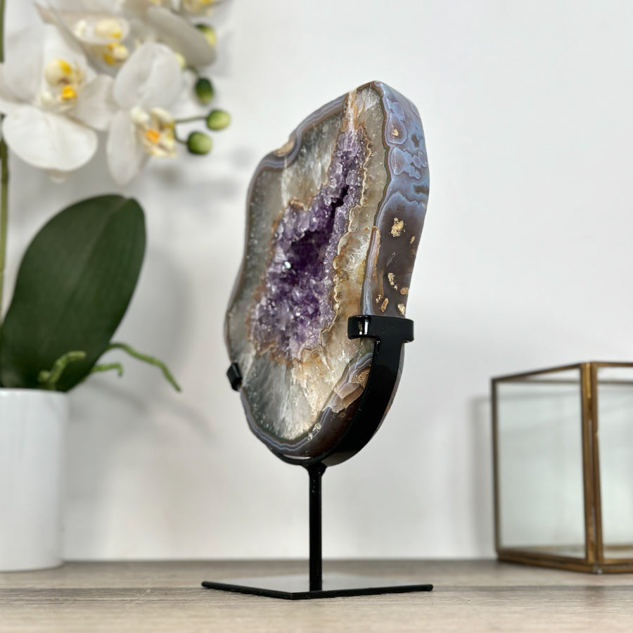 Amethyst Geode Slice with Deep Purple Crystals - MWS2907