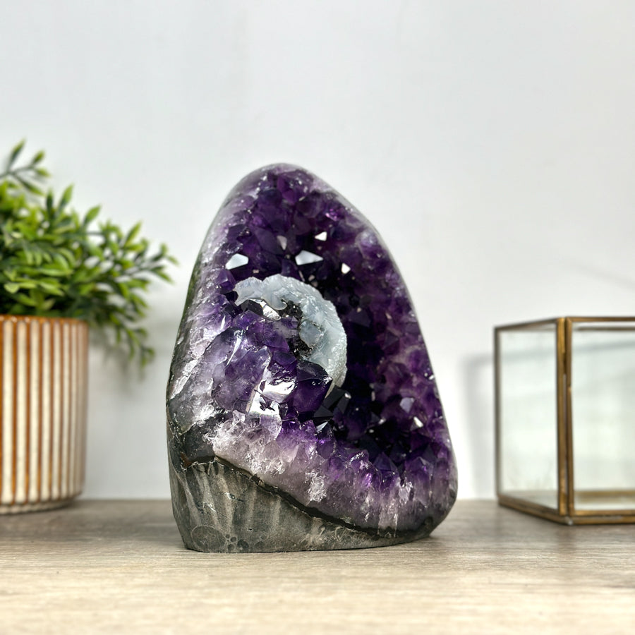 Stunning Amethyst Cathedral with Calcite Crystal Inclusion - CBP1194