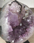 Amethyst Geode on Stand with Deep Purple Crystals and Calcite Formations - MWS2824