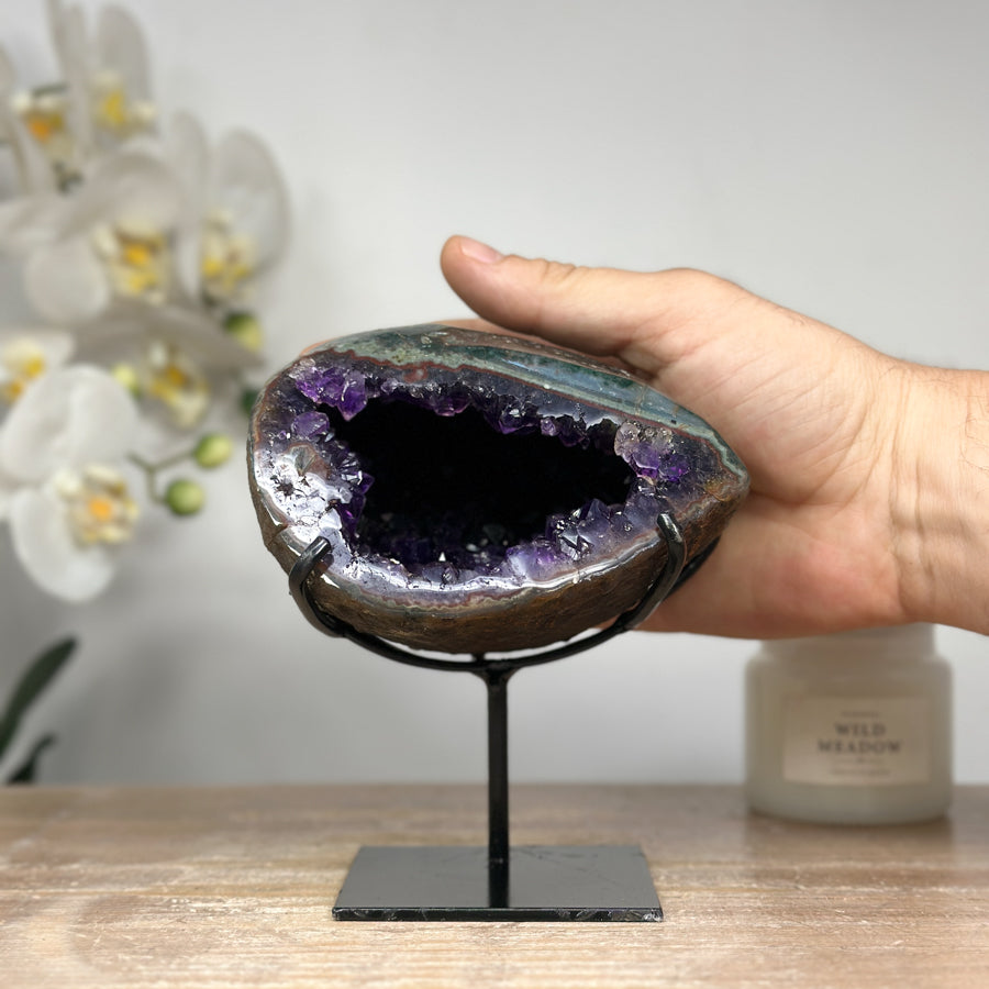 Unique Amethyst Geode with Green Jasper Shell - MWS1635