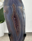 Agate Slice on Stand with Natural Amethyst Druzy Center - MWS2901