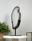 Beautiful Blue Banded Agate Slice with Metallic Stand - MWS2140