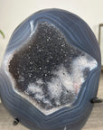 Agate Geode with Druzy Crystals on Stand – Natural Stone Display Piece - MWS2862