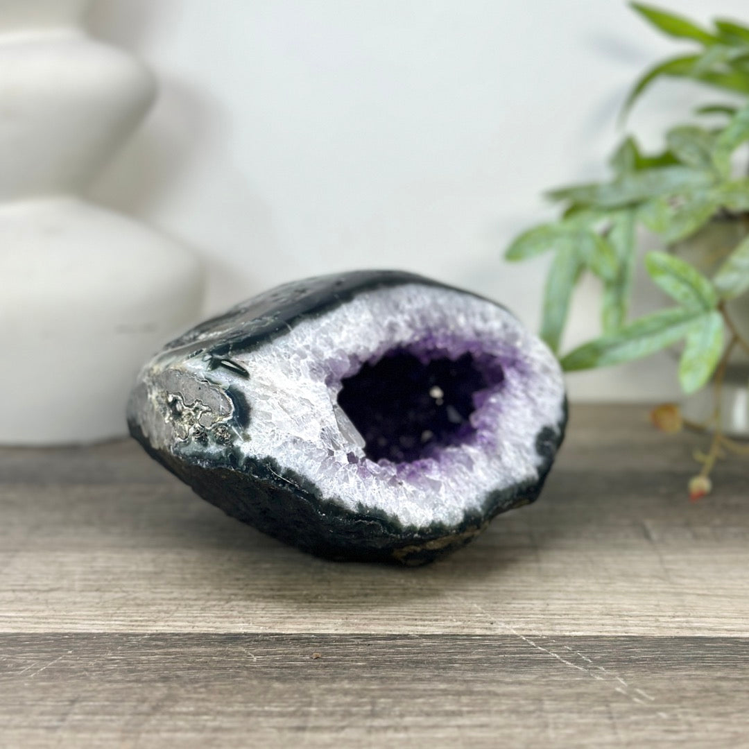 Natural Amethyst Geode with Quartz Shell - STGE0041