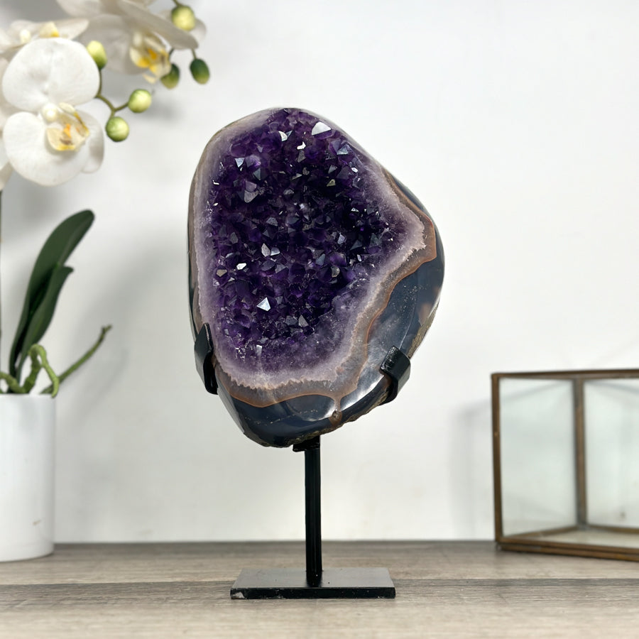 Amethyst Crystal Geode with Natural Agate Shell - MWS2796