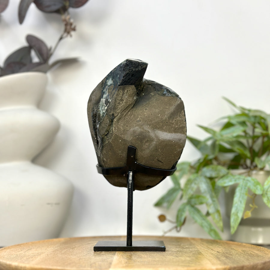 Black Amethyst Galaxy Geode with Calcite Formations - MWS3259