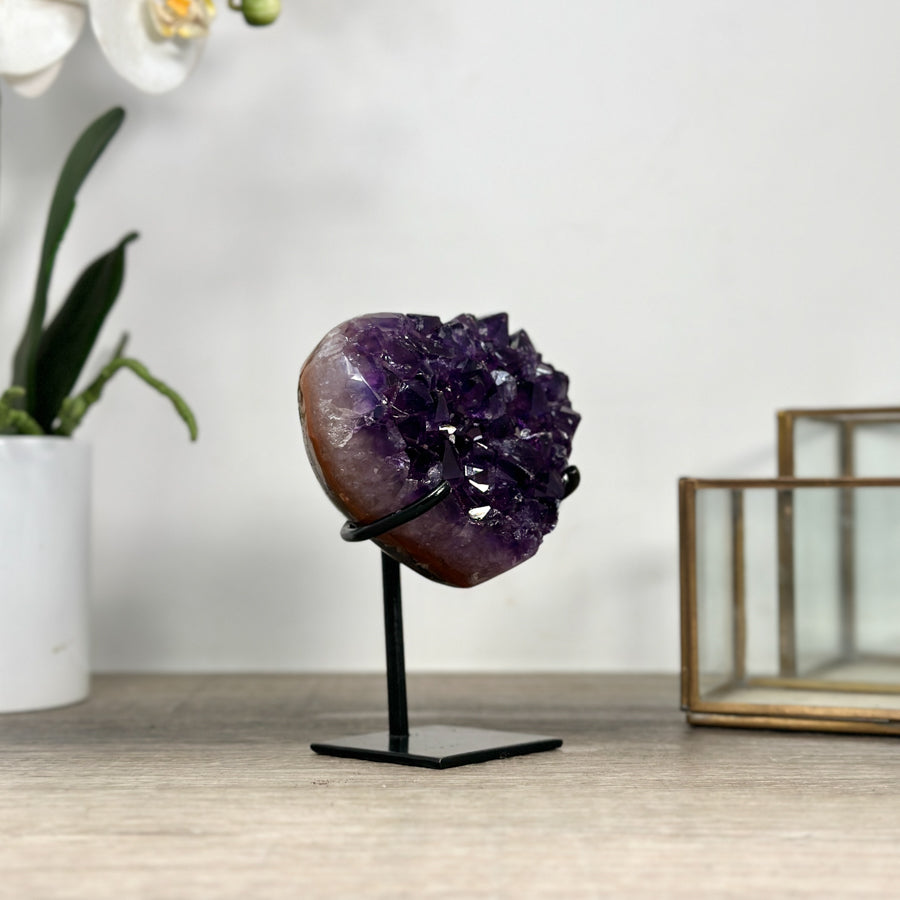 Deep purple Amethyst Heart - Metal Stand included - HST0298