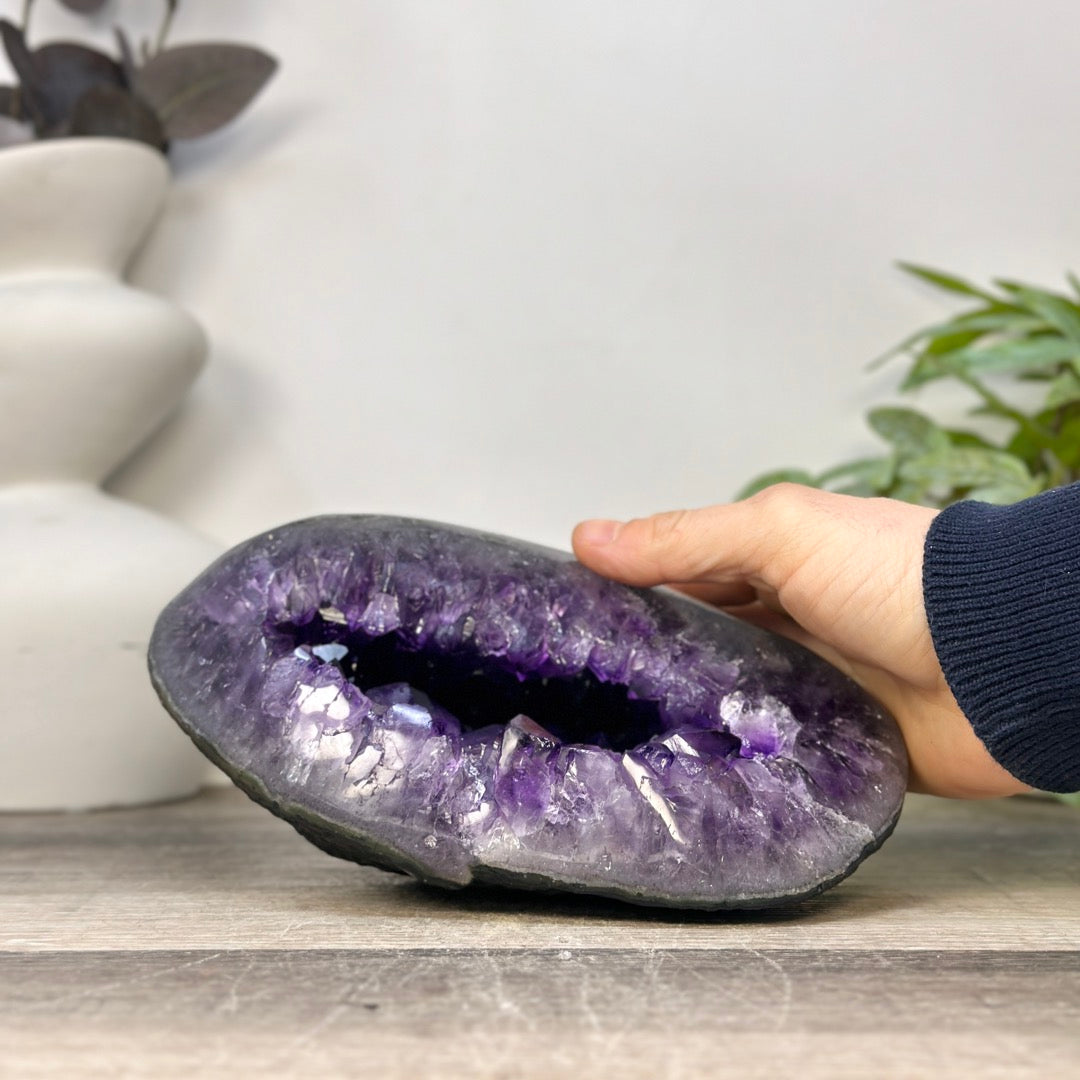 Large Amethyst Stone Geode with Polished agate Shell - STGE0085