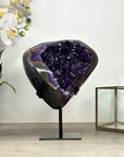 Natural Amethyst Geode with Agate Shell and Metallic Stand - MWS2464