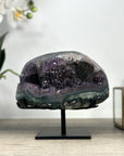Natural Amethyst & Green Jasper Geode with Black Hemetite Formation - MWS2298