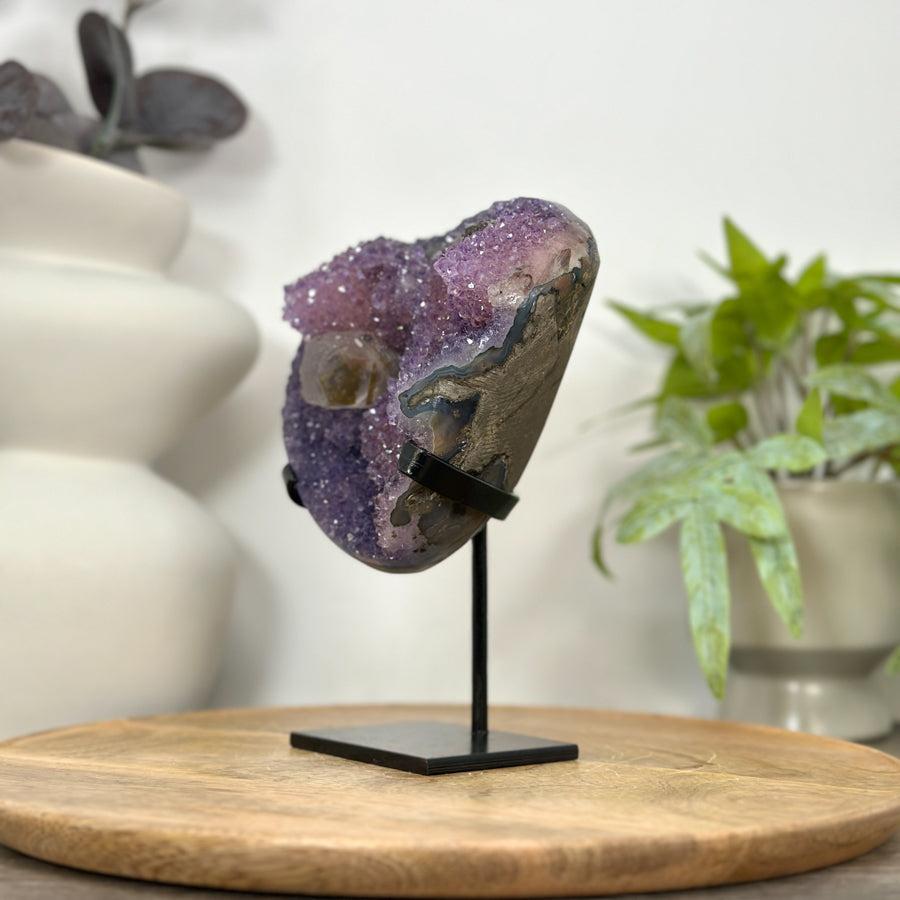 Rare Natural Amethyst Cluster with Unique Calcite Formations - MWS3049
