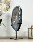 Blue Banded agate & Amethyst Stone Portal, Stand Included - MWS2322
