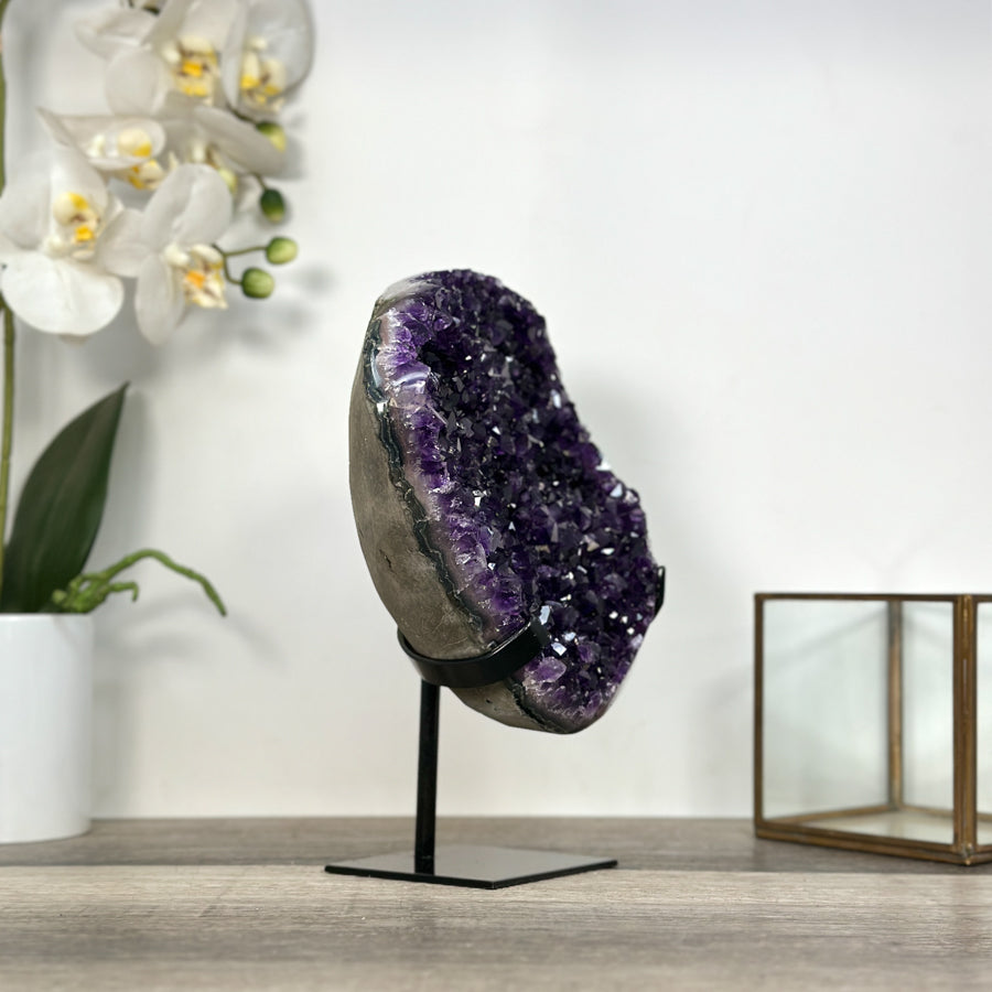 Amethyst Crystal Cluster on Stand - Purple Mineral Display for Home Decor - MWS2639