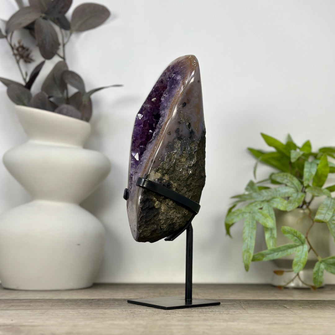 Natural Amethyst Geode with Metal Stand - MWS3321
