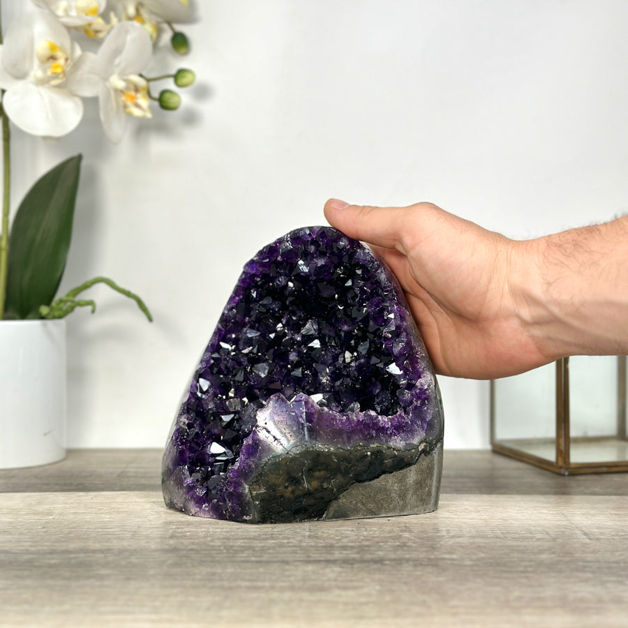 Raw Amethyst Geode with Deep Purple Crystal Cluster - CBP1227