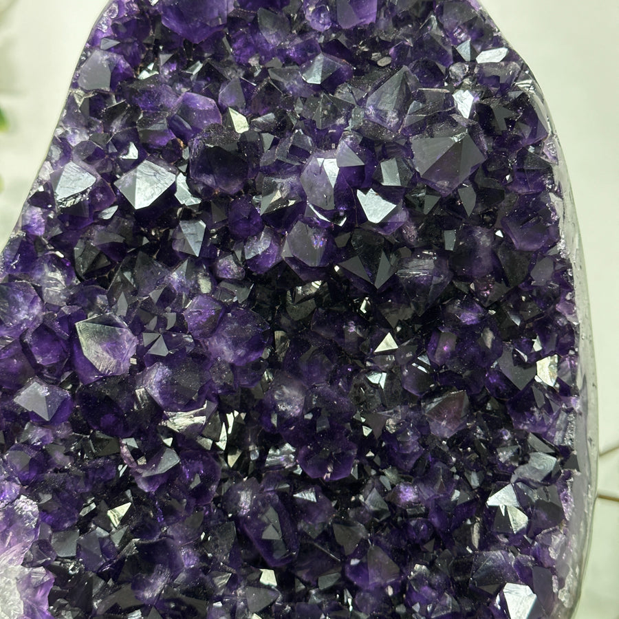 Top Grade Deep Purple Amethyst with Metal Stand – Stunning Crystal Statemen Piece - MWS2747