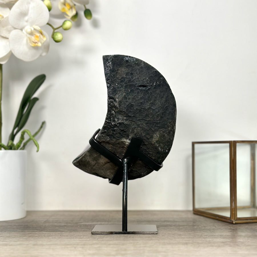 Natural Amethyst Crystal Moon Shape on metal stand - MWS2583