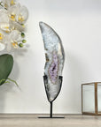 Amethyst & Quartz Geode Slice on Metal Stand - MWS2925