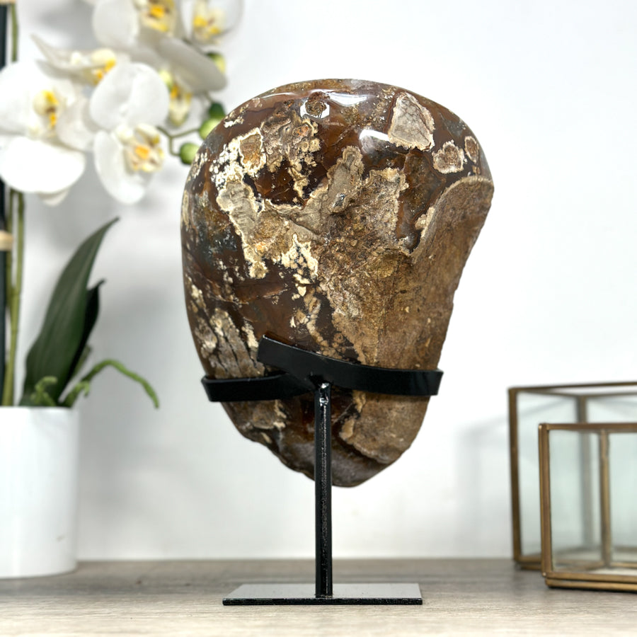 Amethyst Geode on Display Stand – Deep Purple Cluster with Natural Agate Edges - MWS2183