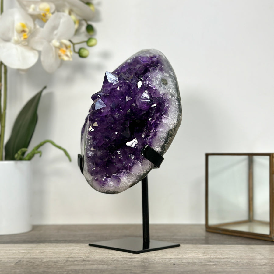 Amethyst Crystal Cluster Geode with Quartz Shell - MWS2636