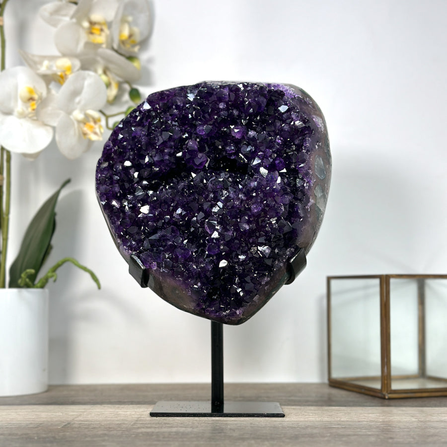 Amethyst Crystal Cluster Specimen on Stand for Home Decor Display - MWS2620