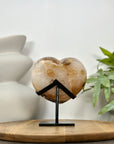 Beautiful Agate & Quartz Druzy Stone Heart Carving - HST0348
