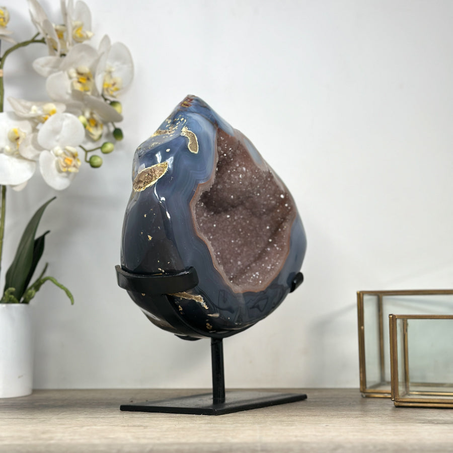 XXL Quartz Geode with Unique Blue Agate Shell - MWS2191