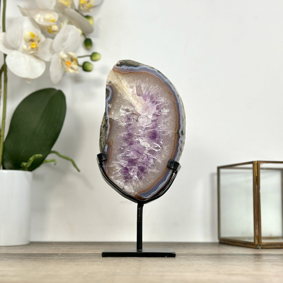 Amethyst Geode Slice with Deep Purple Crystals - MWS2914