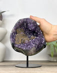 Natural Deep Purple Amethyst Geode with Calcite Inclusion - MWS3354