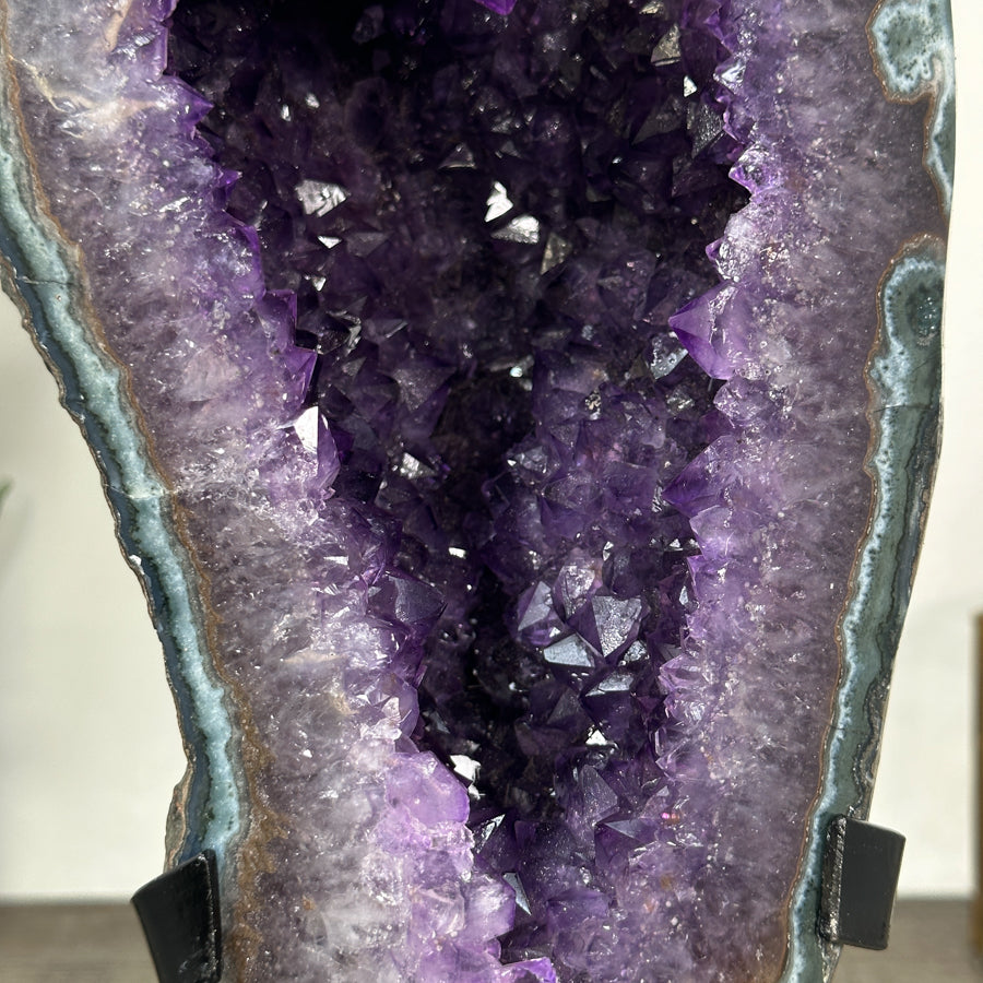 Uruguayan Amethyst Geode with Deep Purple Crystals and Green Jasper Shell - MWS2801