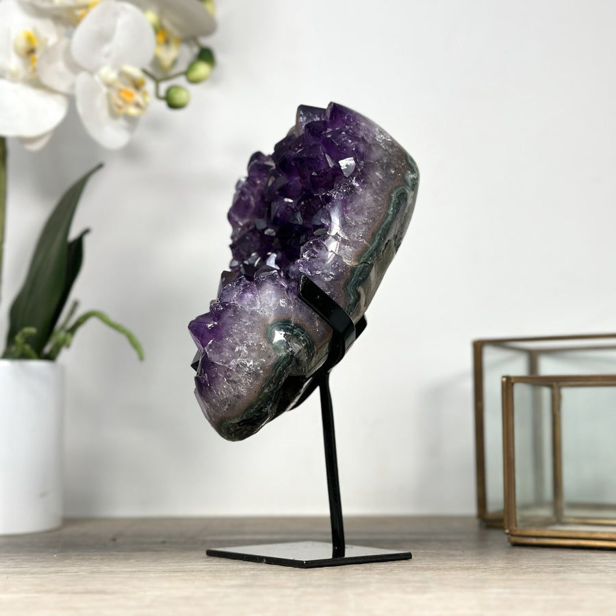 Natural Amethyst Crystal Cluster with Large &amp; Shinny Crystals - MWS2177
