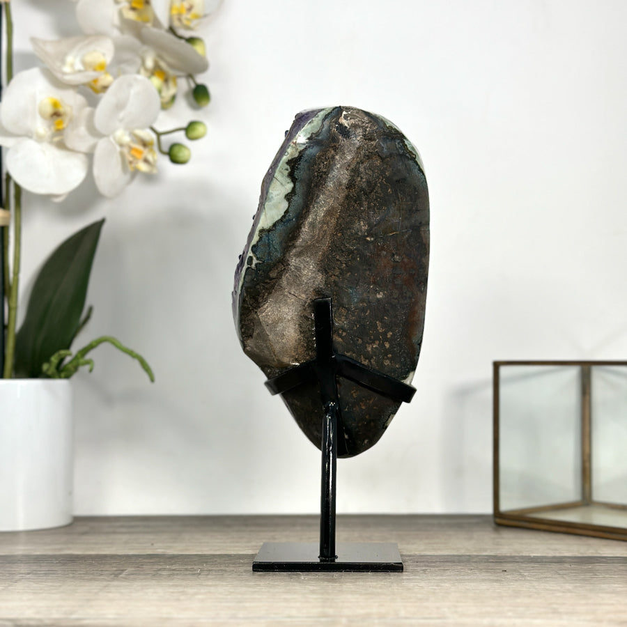 Deep Purple Amethyst Cluster on Metal Stand - MWS2781