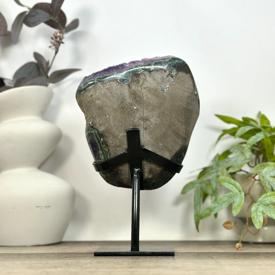 Natural Amethyst Crystal Cluster with Green Jasper Shell - MWS3191