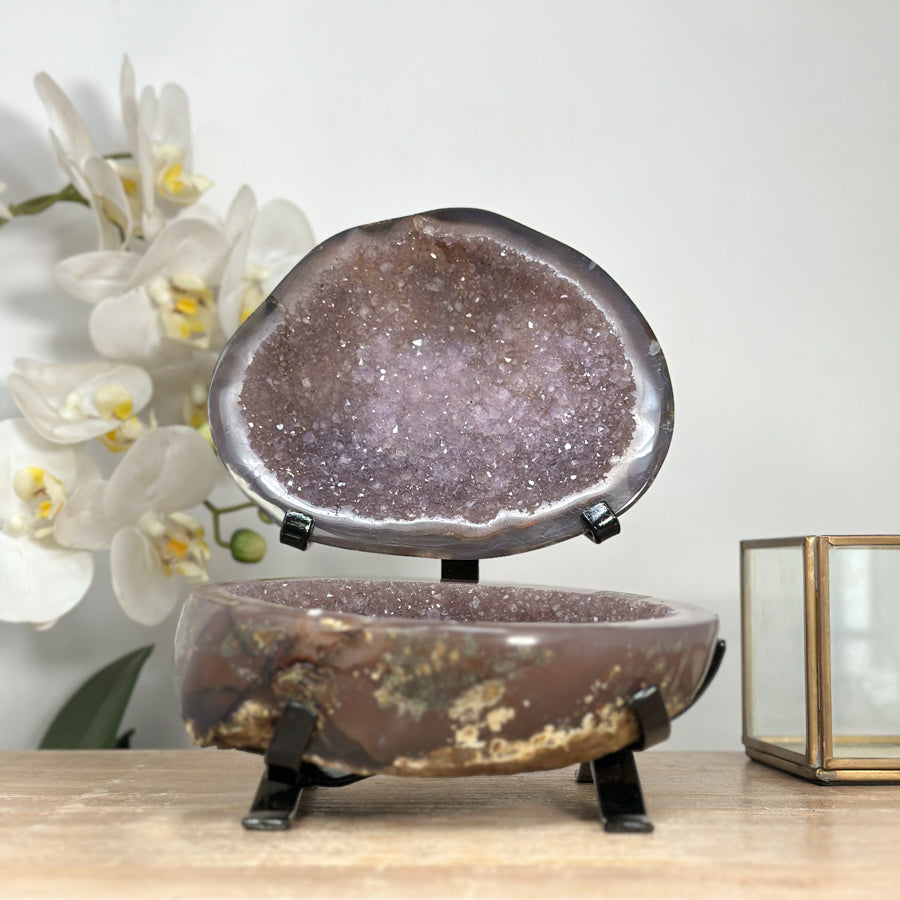 Stunning Polished Agate Geode with Amethyst Interior - MWS1986