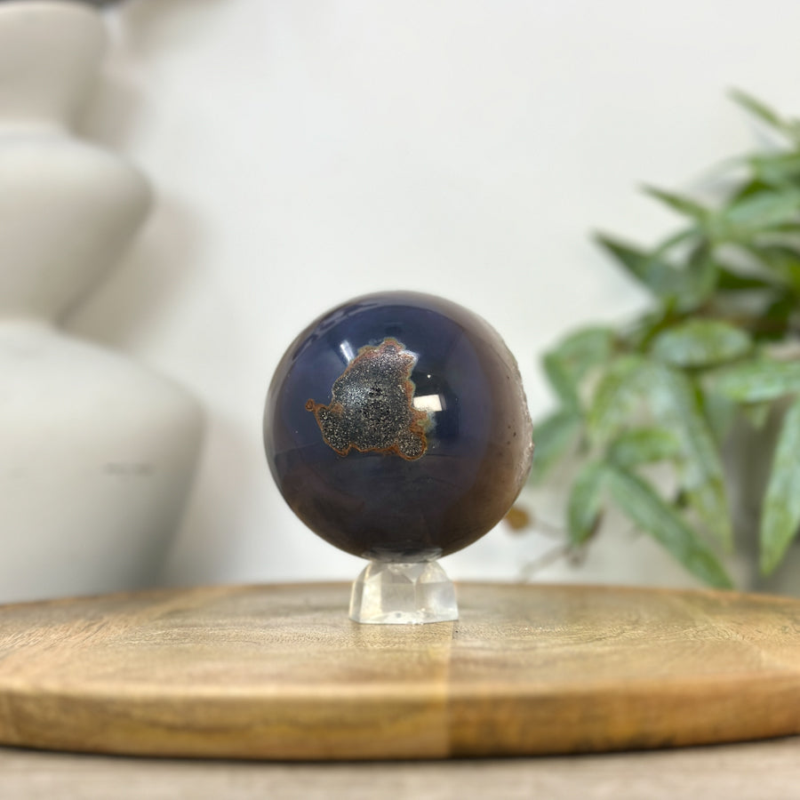 Agate &amp; Quartz Druzy Sphere Geode - SPH0221