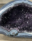 Natural Amethyst Druzy & Blue Banded Agate Stone Geode - STGE0018