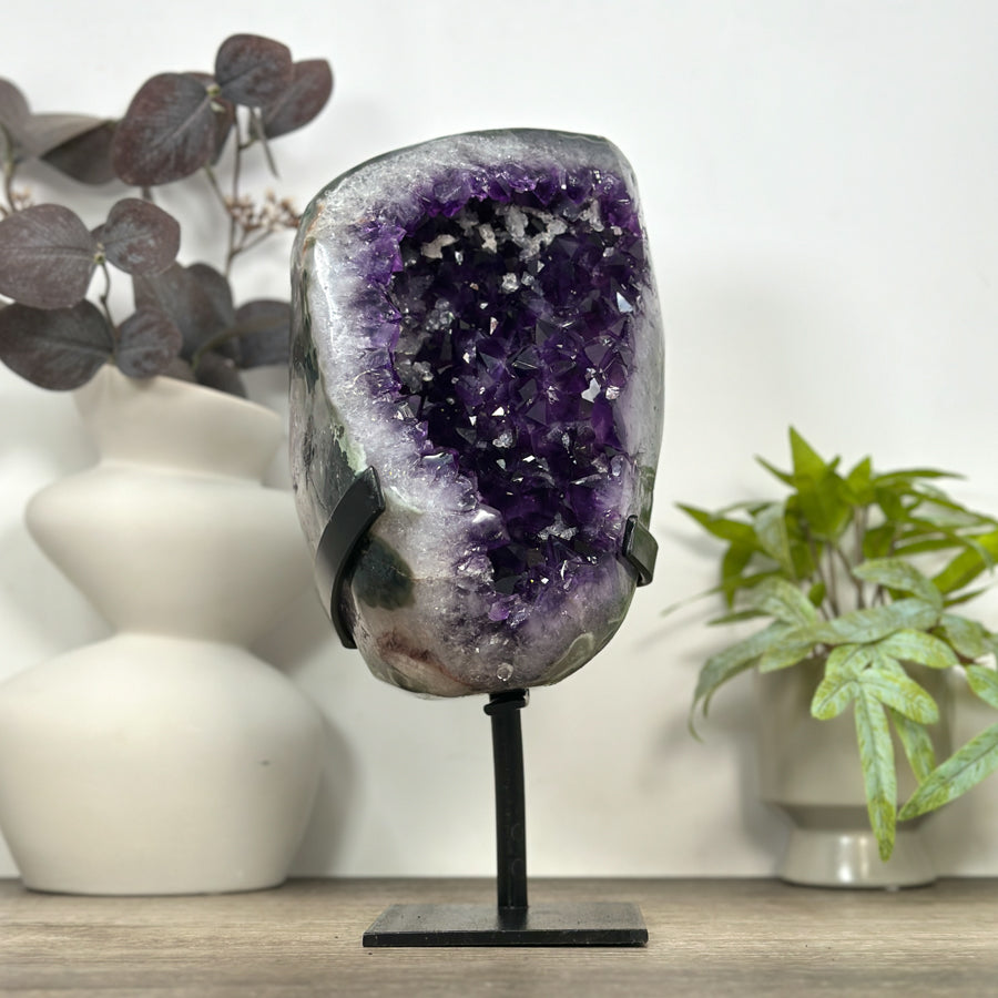 Uruguayan Amethyst Geode on Metal Stand - MWS3084