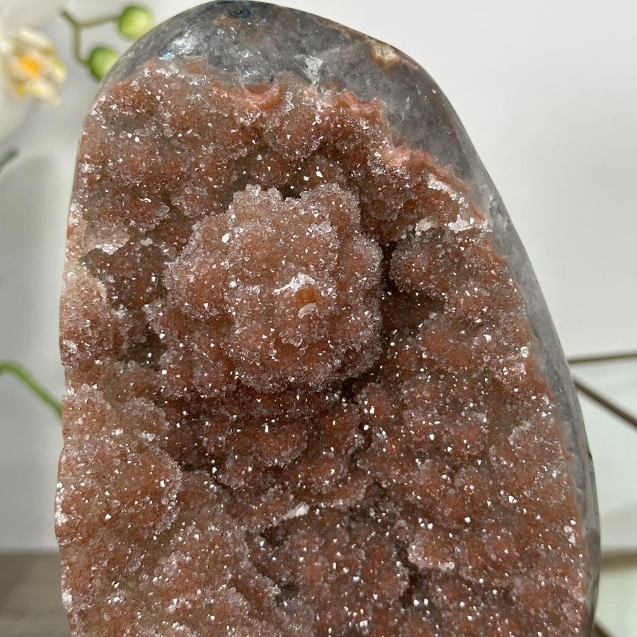 Orange Tone Sugar Quartz Crystal on Stand - Ideal for Home or Office Display - MWS2611