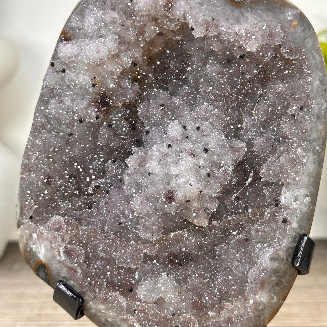 Natural Sugar Amethyst Specimen on Metal Stand - MWS3376