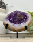 Unique Natural Amethyst Geode with Quartz Shell on Stand - MWS3313