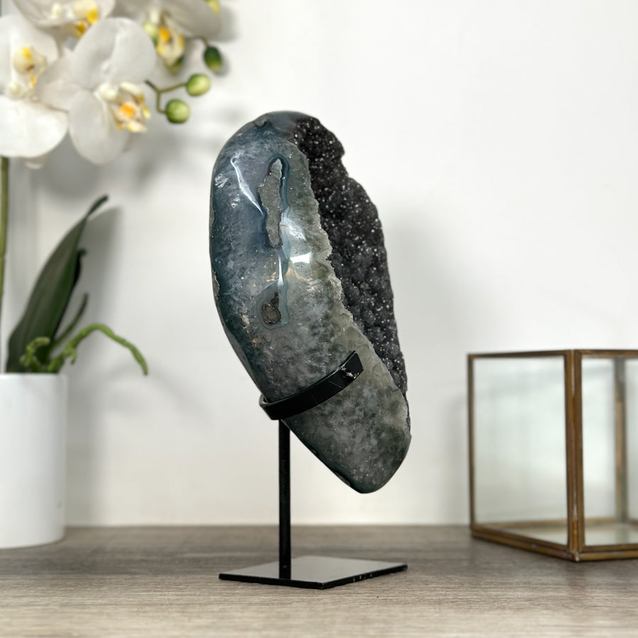Natural Black Quartz Sugar Druzy – Sparkling Dark Crystal Cluster - MWS2525