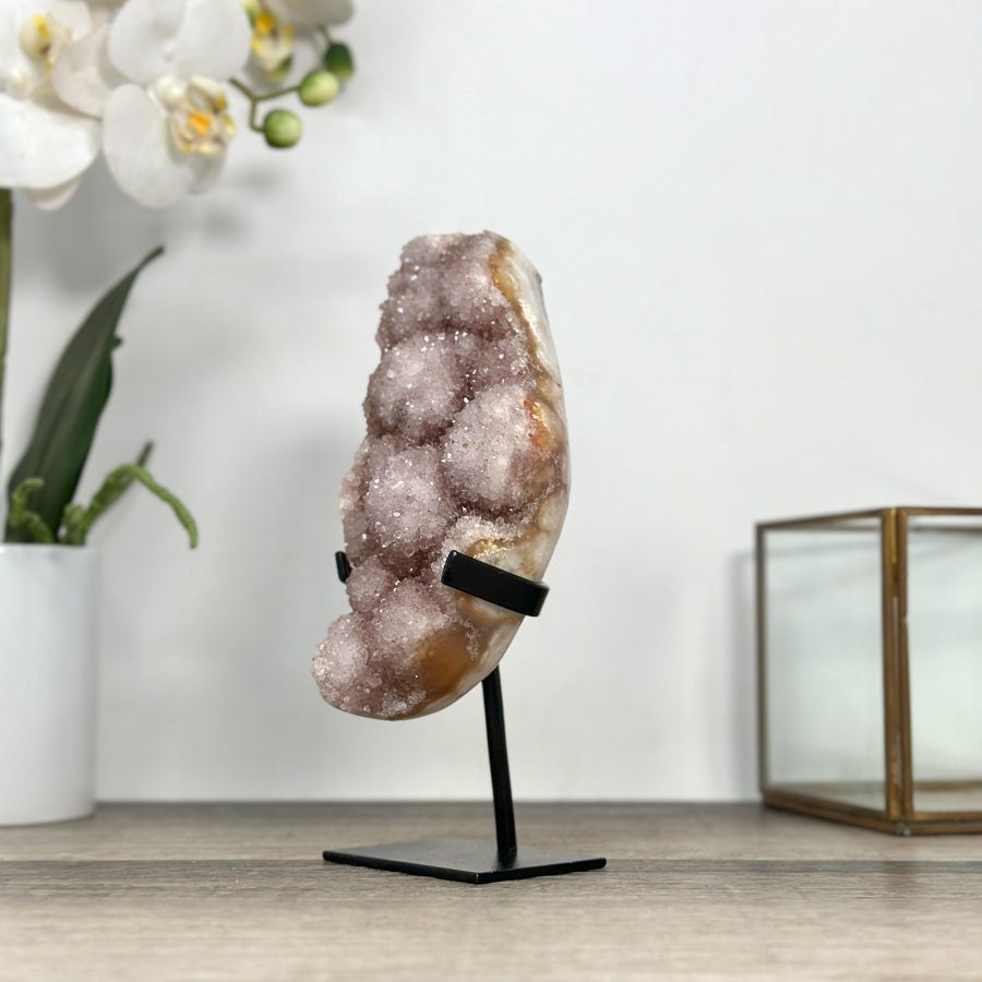 Natural Rainbow Quartz Cluster on Metal Stand - MWS2855