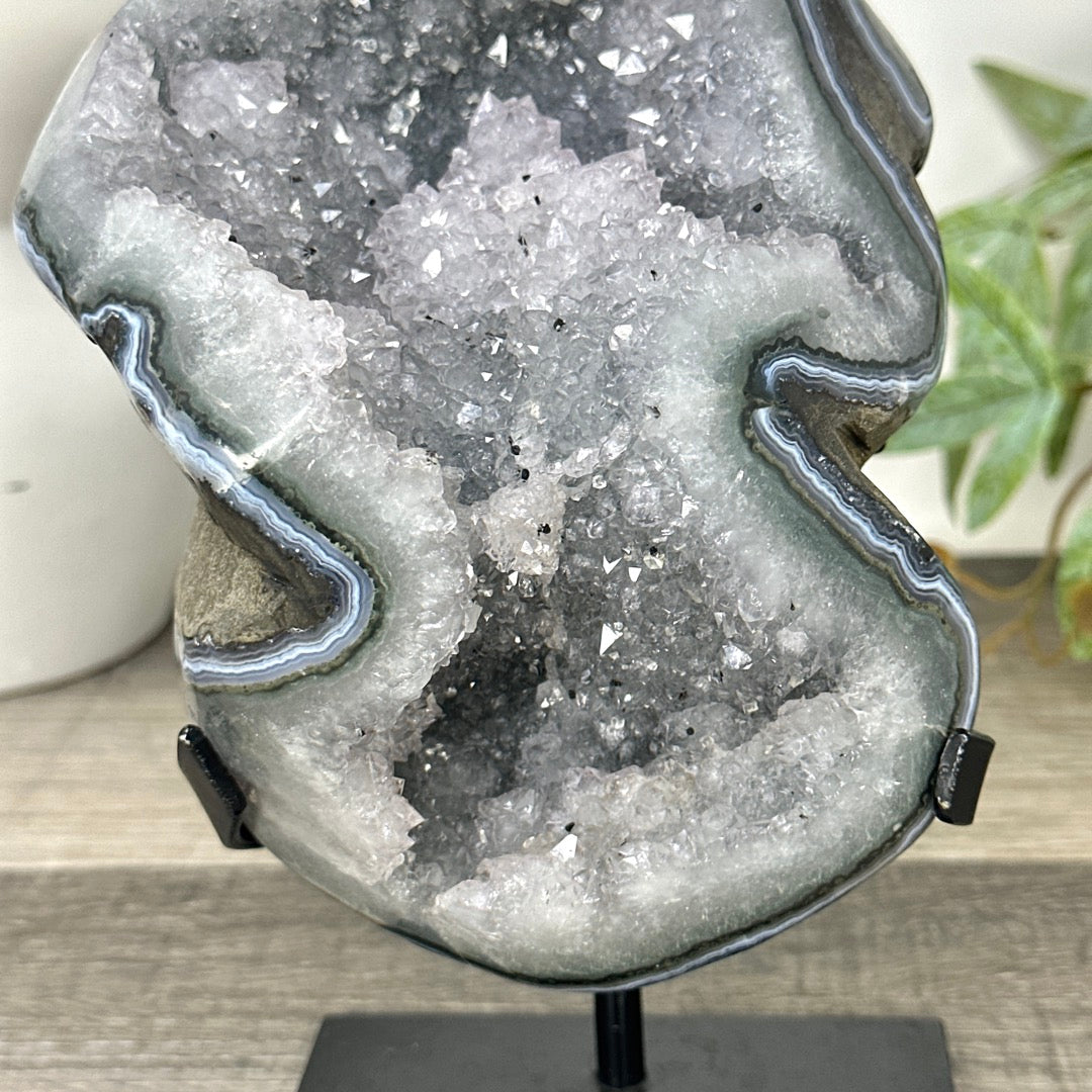 Natural Quartz Geode Statement piece on Stand - MWS3296